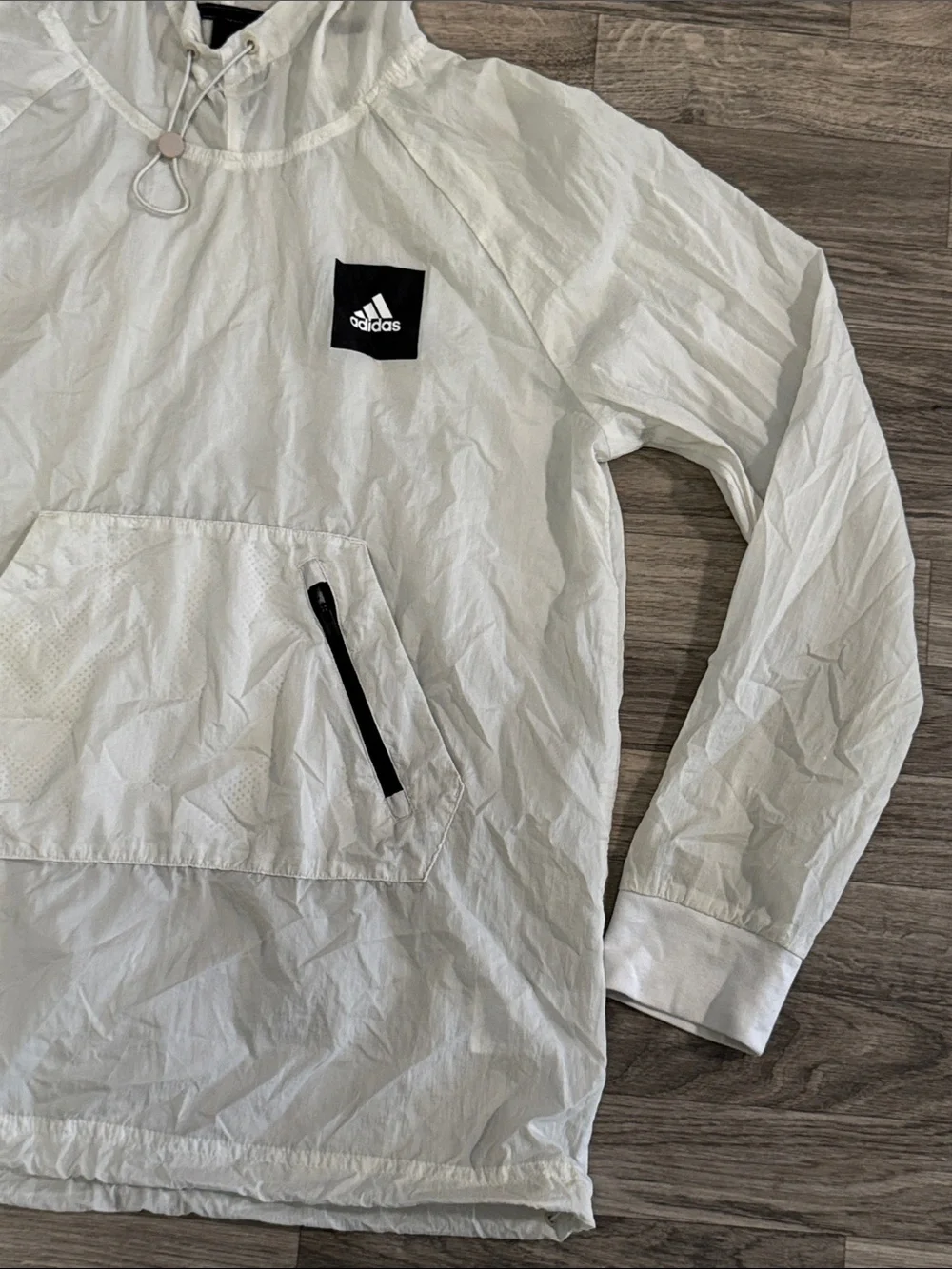 Adidas sheer lightweight windbreaker pullover hoodie men’s sz S